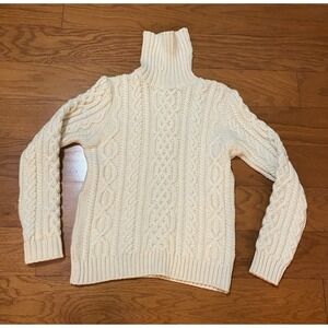 Paul James Sweater Mens Large Cream Wool Cable Knit Crewneck Pullover Thick